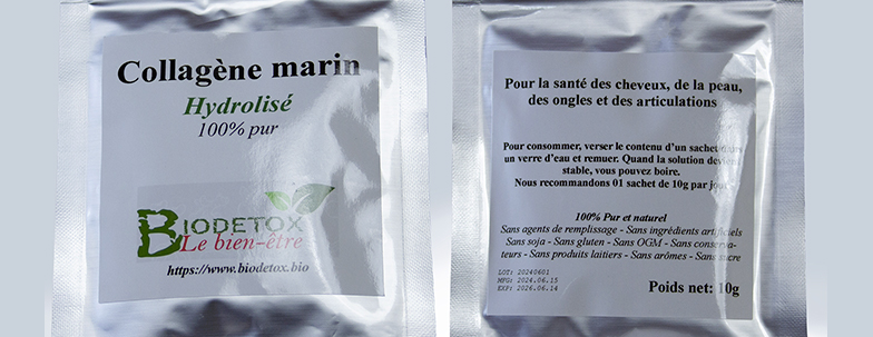 Poudre soluble de collagène marin 100% pur, hydrolisé